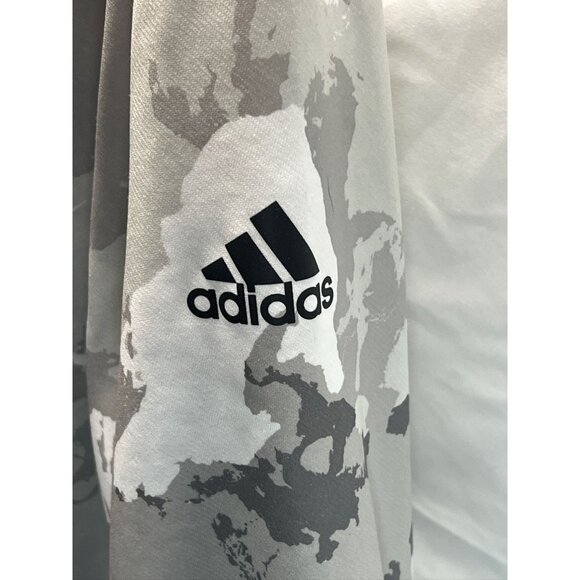 Adidas AEROREADY Mens Camouflage Full-Zip Hoodie M Gray White Activewear Gym - Picture 10 of 14